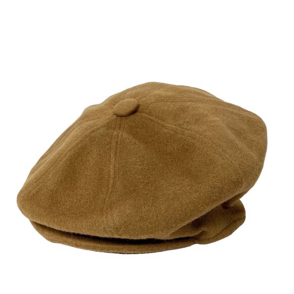 Luigi Baroni‎ Cashmere Newsboy Cap Hat Seifter Associates Camel Tan Size Large - Picture 1 of 11